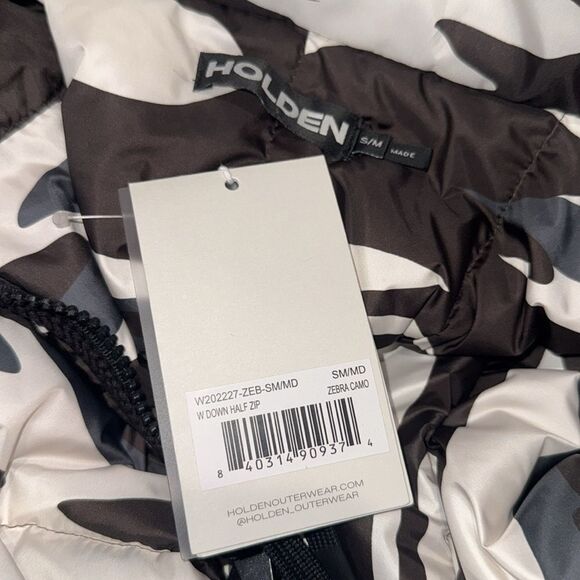 NWT Holden Black Zebra Print Half-Zip Down Jacket S/M Oversized - Picture 11 of 12